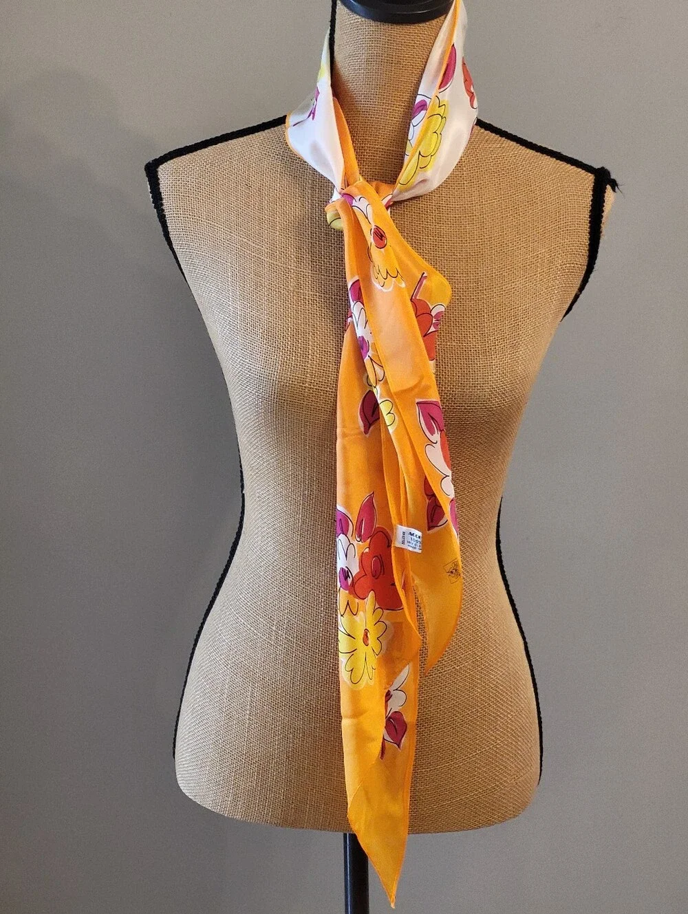 Oscar De La Renta For Accessory Street Rectangular Silk Scarf Orange/Pink